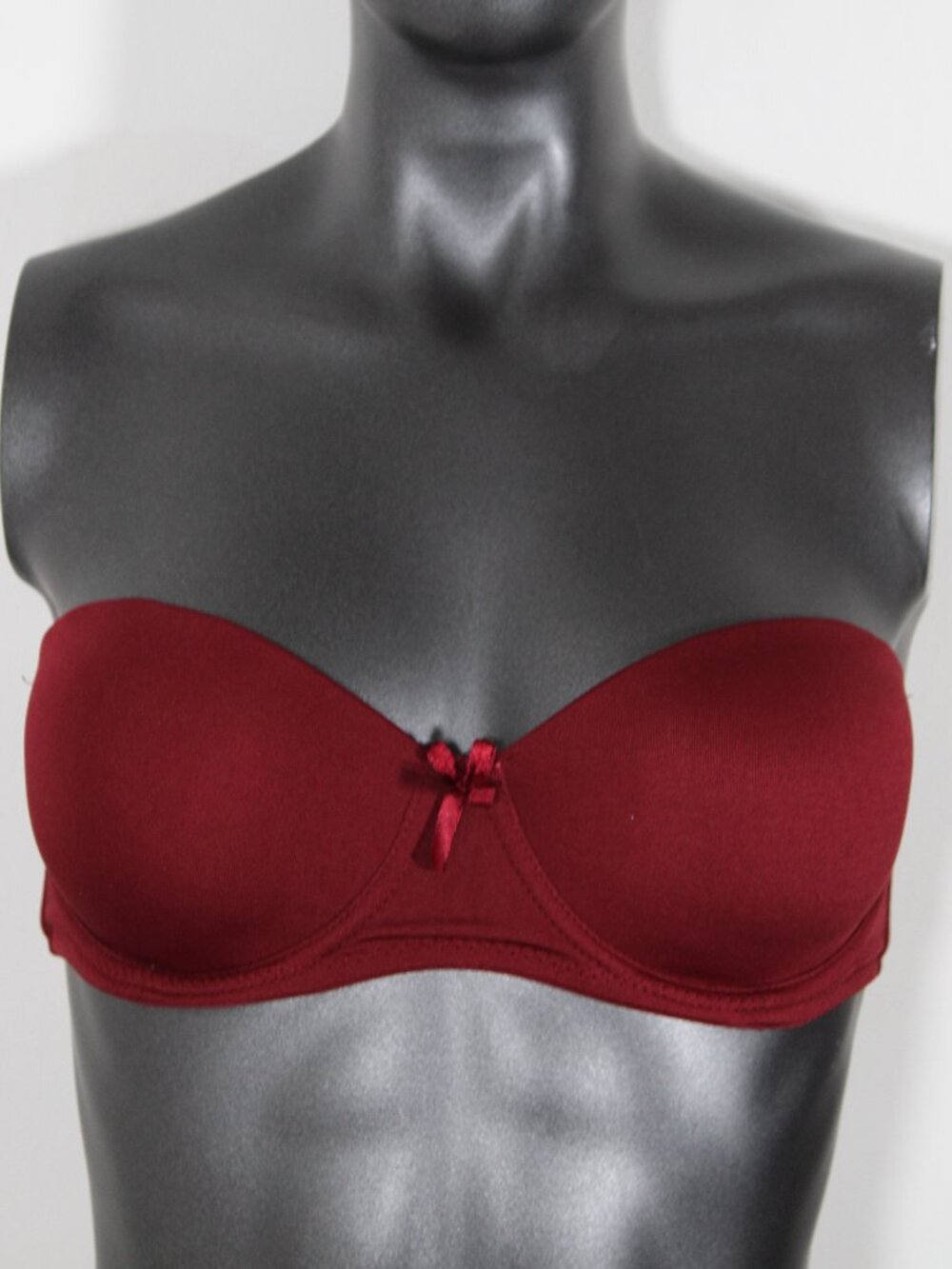 Always a Flirt Maroon Padded Underwire Push-Up Strapless Bra - 34C No Straps